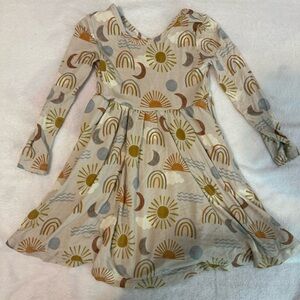 Little sleepies Sun and Rainbow Patterned Kids Dress